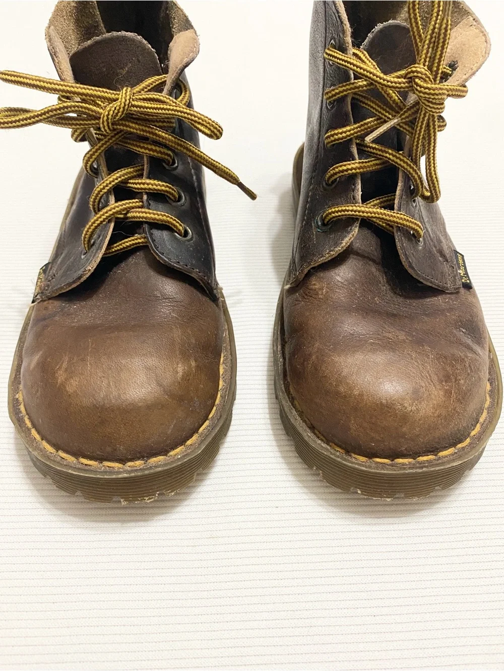 Vintage Dr Martens Made In England Kid's Brown Leather Lace Up Boots